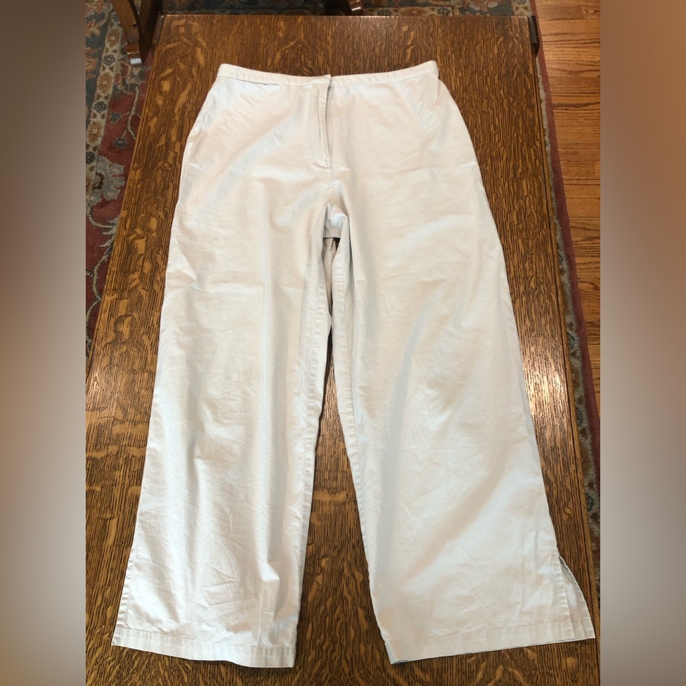 Eileen Fisher Off White Cotton Cropped Pants